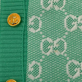 グッチ GUCCI GG総柄ノーカラー ニットカーディガン 629452 グリーン ウール レディース カーディガン