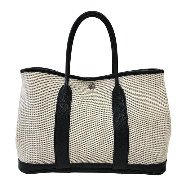 エルメス HERMES ガーデンパーティTPM Z刻 エクリュ・ブラック シルバー金具 トワル/ネゴンダ レディース トートバッグ