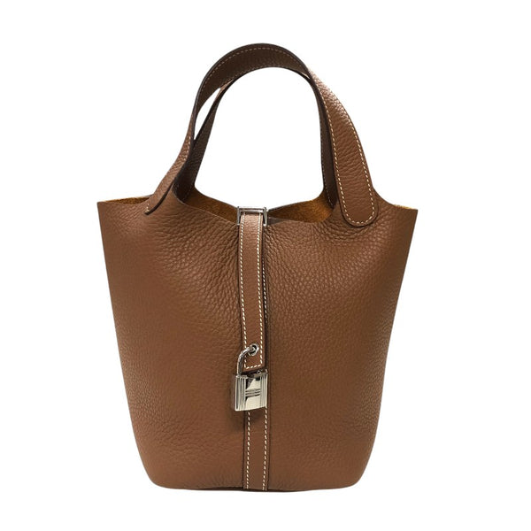 エルメス HERMES ピコタンロックPM B刻 ゴールド シルバー金具 トリヨン レディース ハンドバッグ