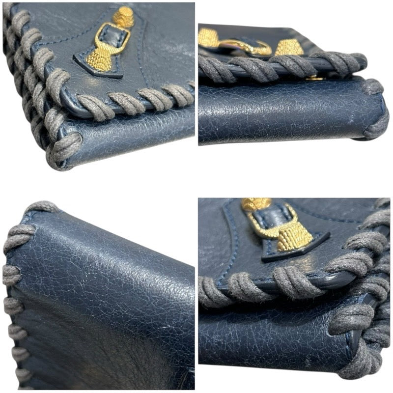 バレンシアガ BALENCIAGA クラッチバッグ 433435 ネイビー　ゴールド金具 レザー メンズ クラッチバッグ
