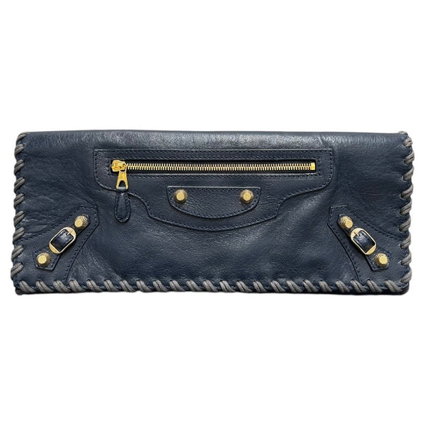 バレンシアガ BALENCIAGA クラッチバッグ 433435 ネイビー　ゴールド金具 レザー メンズ クラッチバッグ