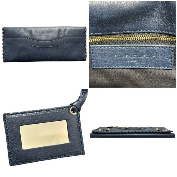 バレンシアガ BALENCIAGA クラッチバッグ 433435 ネイビー　ゴールド金具 レザー メンズ クラッチバッグ