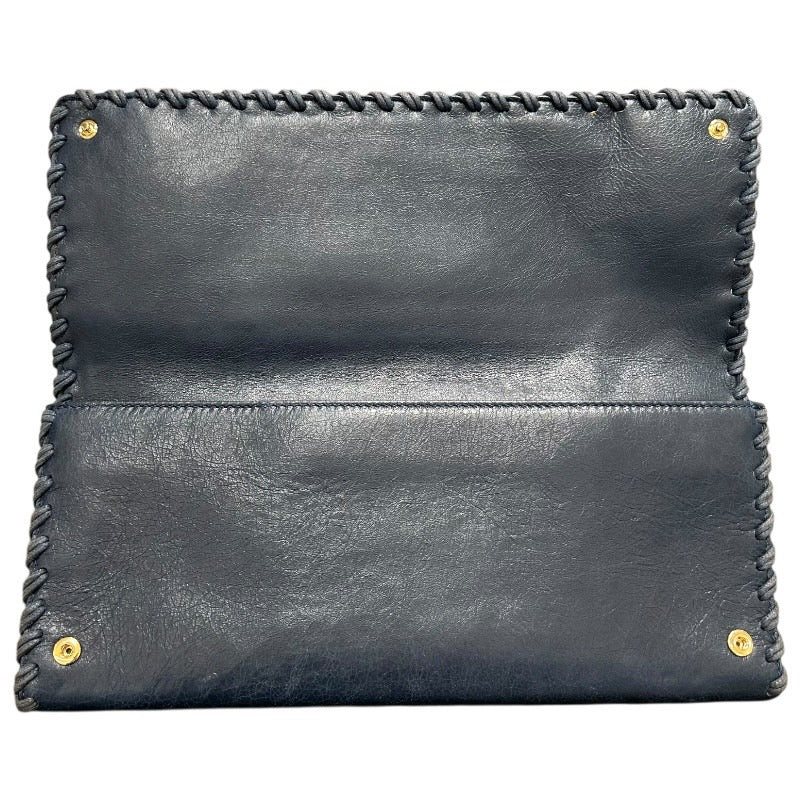 バレンシアガ BALENCIAGA クラッチバッグ 433435 ネイビー　ゴールド金具 レザー メンズ クラッチバッグ