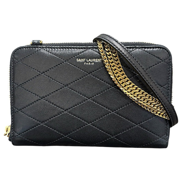 サンローラン SAINT LAURENT チェーンショルダー ブラック レザー レディース ショルダーバッグ