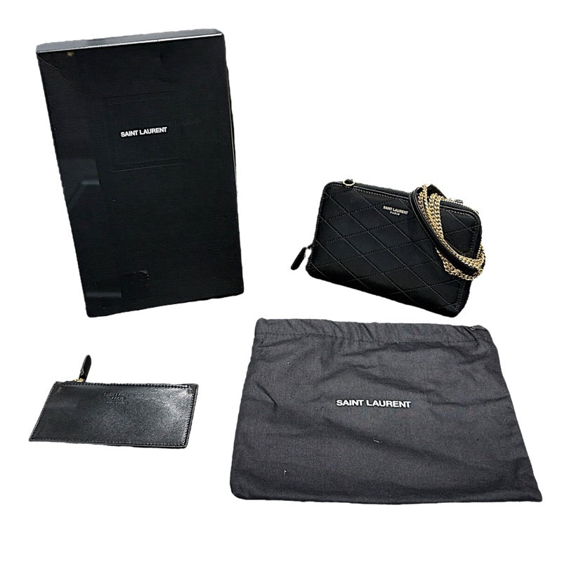 サンローラン SAINT LAURENT チェーンショルダー ブラック レザー レディース ショルダーバッグ