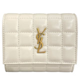 サンローラン SAINT LAURENT カサンドラ　マテラッセ　ウォレット 759490 ライトグレー　ゴールド金具 レザー ユニセックス 三つ折り財布