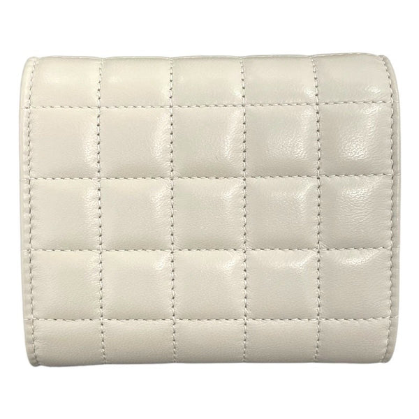 サンローラン SAINT LAURENT カサンドラ　マテラッセ　ウォレット 759490 ライトグレー　ゴールド金具 レザー ユニセックス 三つ折り財布