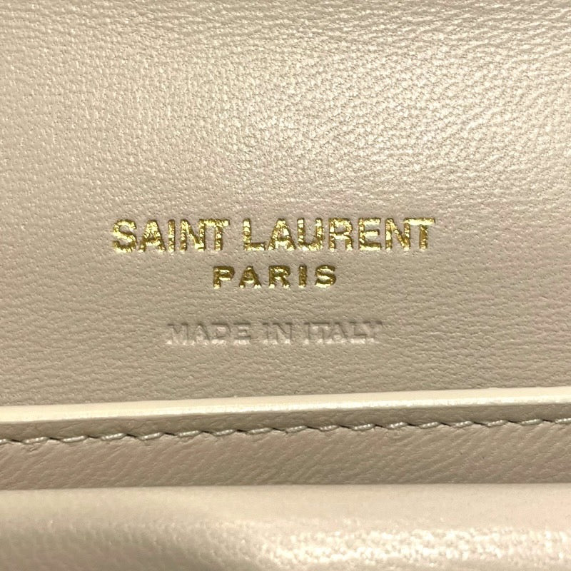 サンローラン SAINT LAURENT カサンドラ　マテラッセ　ウォレット 759490 ライトグレー　ゴールド金具 レザー ユニセックス 三つ折り財布