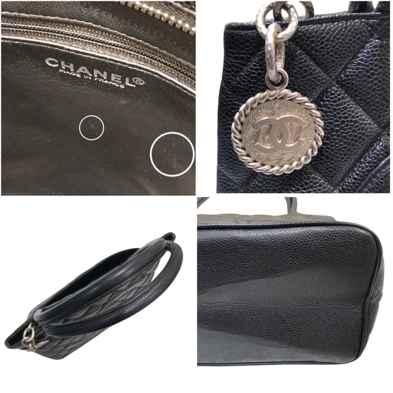 シャネル CHANEL 復刻トート A01804 ブラック　シルバー金具　　 キャビア レディース トートバッグ