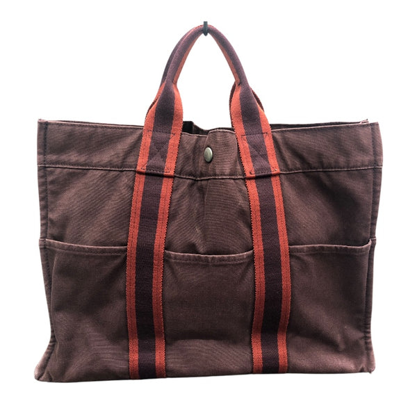 エルメス HERMES サックフールトゥMM ボルドー トワル レディース トートバッグ
