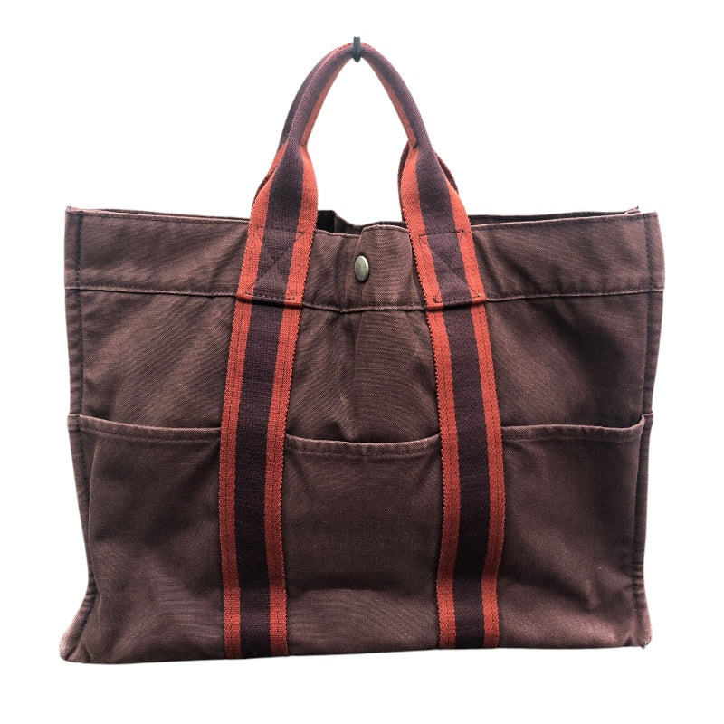 エルメス HERMES サックフールトゥMM ボルドー トワル レディース トートバッグ