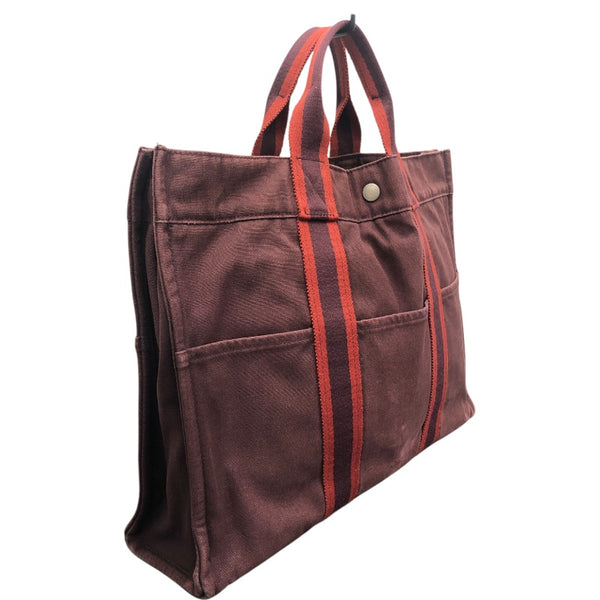 エルメス HERMES サックフールトゥMM ボルドー トワル レディース トートバッグ