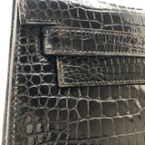 エルメス HERMES ケリー28 外縫い ◯W刻 ブラック/GD金具 ポロサス レディース ハンドバッグ