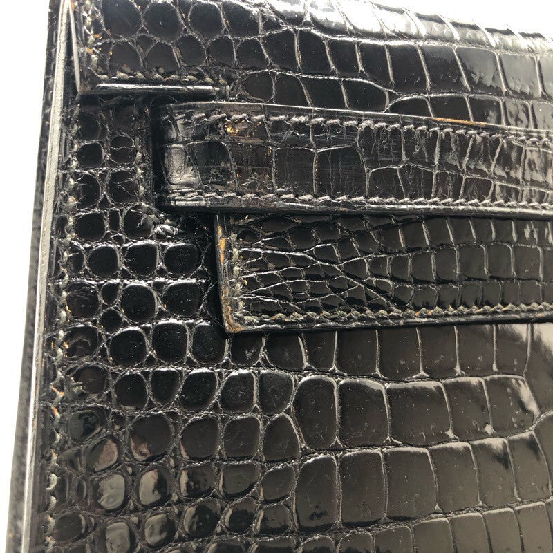エルメス HERMES ケリー28 外縫い ◯W刻 ブラック/GD金具 ポロサス レディース ハンドバッグ