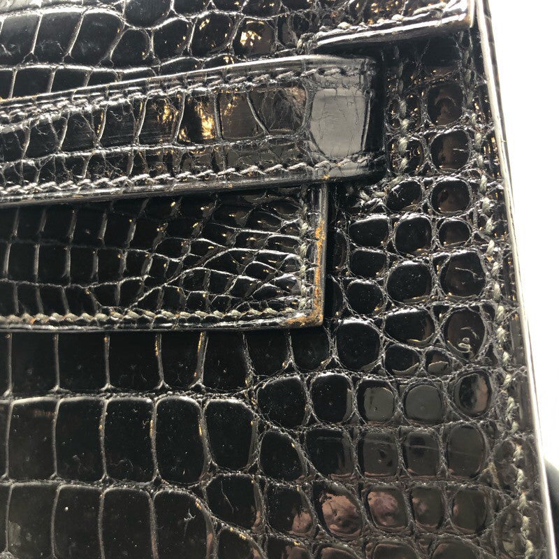 エルメス HERMES ケリー28 外縫い ◯W刻 ブラック/GD金具 ポロサス レディース ハンドバッグ