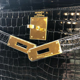 エルメス HERMES ケリー28 外縫い ◯W刻 ブラック/GD金具 ポロサス レディース ハンドバッグ