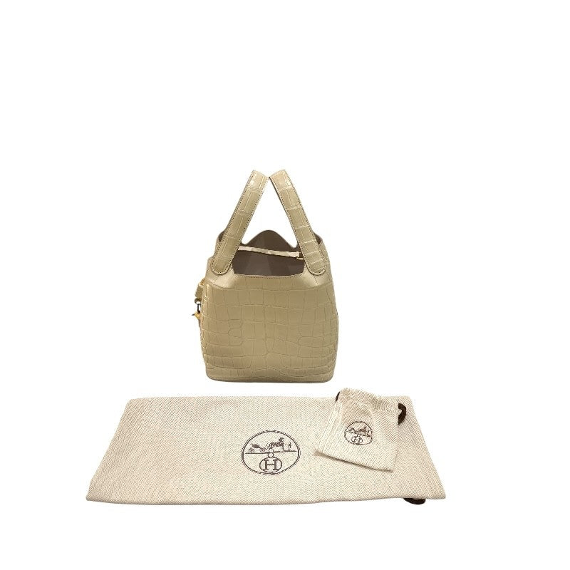 エルメス HERMES ピコタンロックPM U刻 ベトン ゴールド金具 アリゲーターマット レディース ハンドバッグ