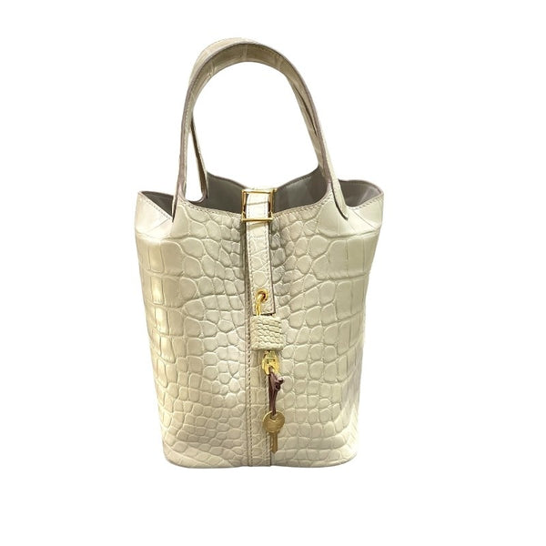 エルメス HERMES ピコタンロックPM U刻 ベトン ゴールド金具 アリゲーターマット レディース ハンドバッグ