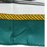 エルメス HERMES カレ90 LES TAMBOURS グリーン シルク100％ レディース スカーフ