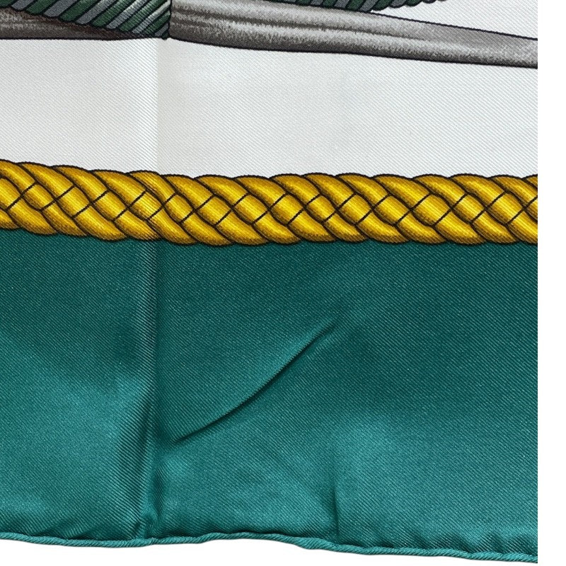 エルメス HERMES カレ90 LES TAMBOURS グリーン シルク100