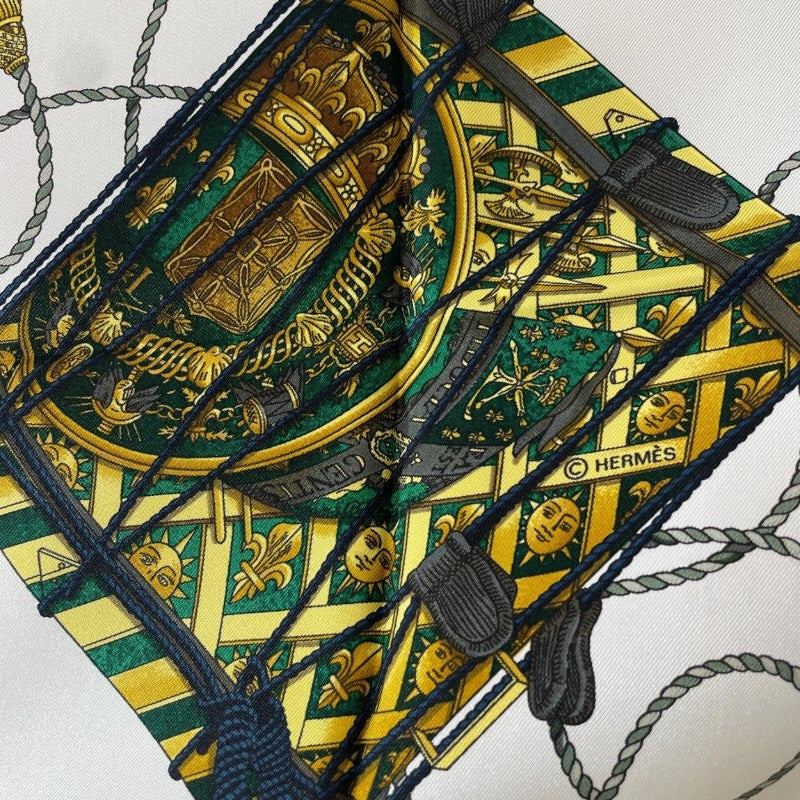 超格安価格 LES カレ90 HERMES エルメス TAMBOURS シルク100 グリーン 小物