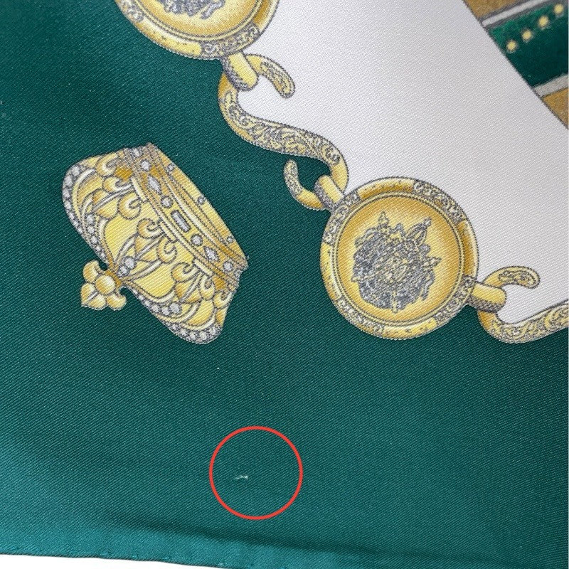 エルメス HERMES カレ90 LES TAMBOURS グリーン シルク100