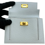 エルメス HERMES ケリーポケットコンパクト Z刻印 ブルーブリュム/ゴールド金具 シェーブル レディース カードケース
