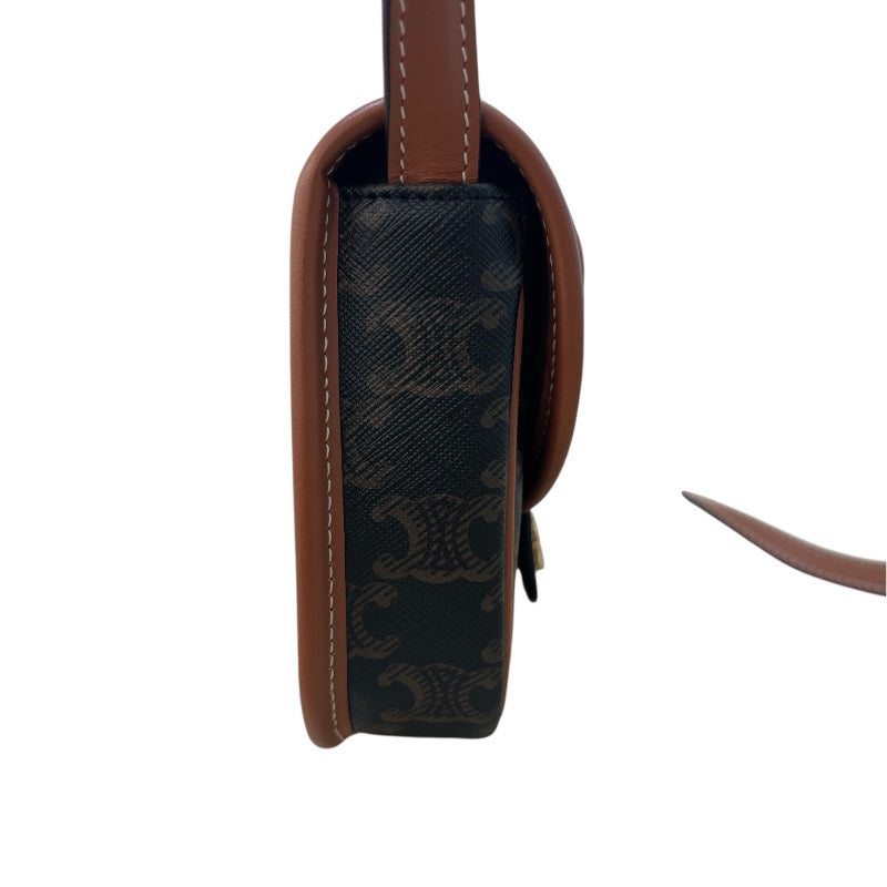 セリーヌ ショルダーバッグ ミニ ブザス 196702 中古 タン トリオンフキャンバス レザー CELINE 【中古】 | ポシェット バック 茶 レディース ファッション カバン ブランド ABランク セリーヌ CELINE ミニブザス 196702 トリオンフキャンバス/タン
