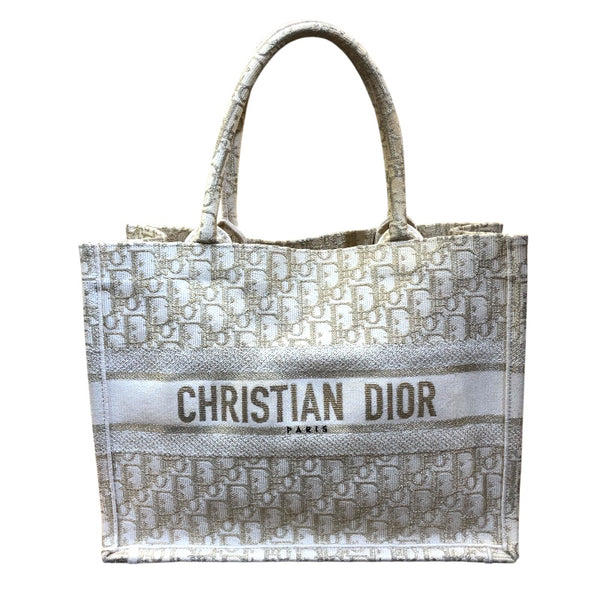 クリスチャン・ディオール Christian Dior ブックトートミディアム M1296 ベージュ オブリークジャガード ユニセックス ハンドバッグ