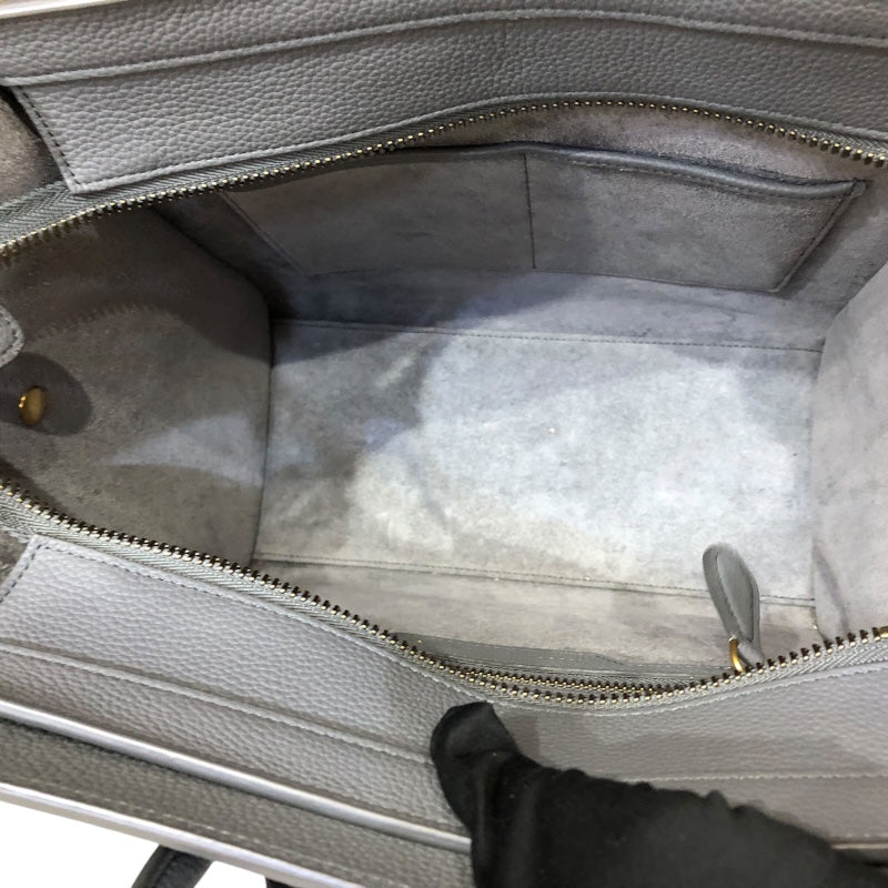 セリーヌ CELINE ラゲージマイクロショッパー 167793 グレー ドラムドカーフ ユニセックス ハンドバッグ