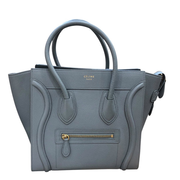 セリーヌ CELINE ラゲージマイクロショッパー 167793 グレー ドラムドカーフ ユニセックス ハンドバッグ
