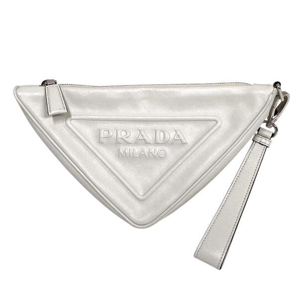 プラダ PRADA トライアングルポーチ 1NE039 アイボリー ナッパレザー レディース クラッチバッグ