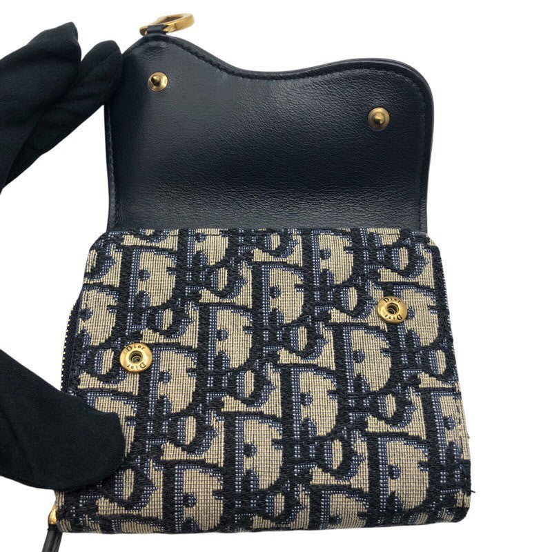 クリスチャン・ディオール Christian Dior サドル　バイフォールド　ウォッレト オブリークジャガード レディース 三つ折り財布
