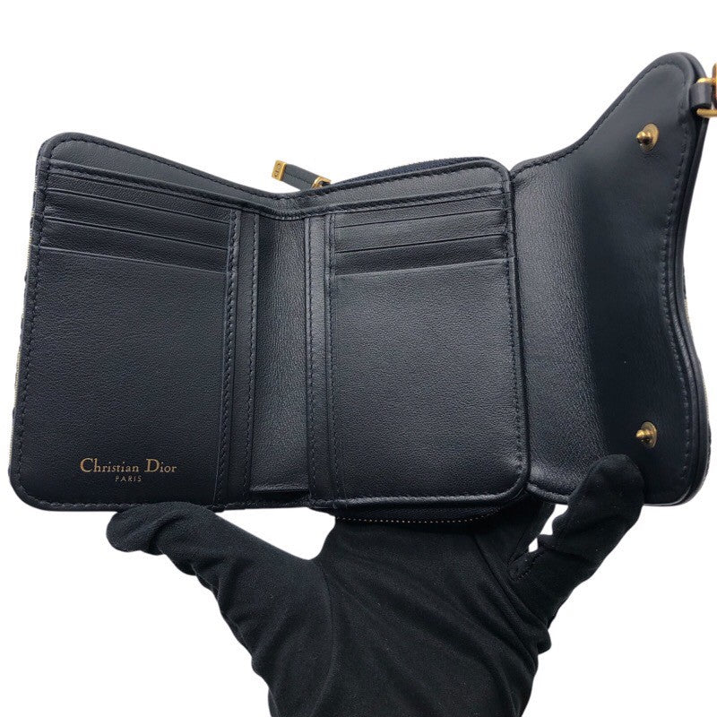 クリスチャン・ディオール Christian Dior サドル　バイフォールド　ウォッレト オブリークジャガード レディース 三つ折り財布