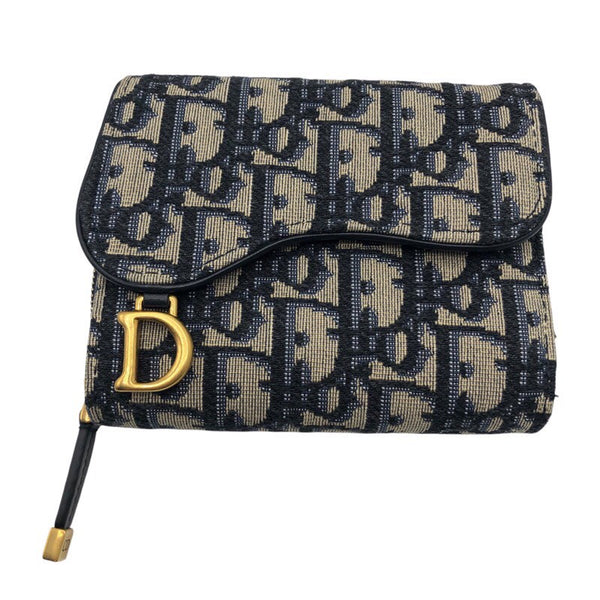 クリスチャン・ディオール Christian Dior サドル　バイフォールド　ウォッレト オブリークジャガード レディース 三つ折り財布