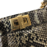 フェンディ FENDI ピーカブーミニ 8BN244 グレー ゴールド金具 パイソン 蛇革 レディース ハンドバッグ