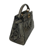 フェンディ FENDI ピーカブーミニ 8BN244 グレー ゴールド金具 パイソン 蛇革 レディース ハンドバッグ