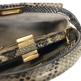 フェンディ FENDI ピーカブーミニ 8BN244 グレー ゴールド金具 パイソン 蛇革 レディース ハンドバッグ