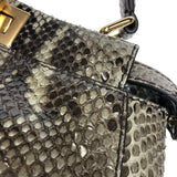 フェンディ FENDI ピーカブーミニ 8BN244 グレー ゴールド金具 パイソン 蛇革 レディース ハンドバッグ