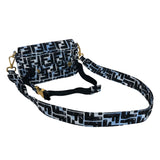 フェンディ FENDI ズッカ バゲット ミニ ベルトバッグ ジョシュアヴィーダス Joshua Vides コラボ 8BR784 ブルー×ブラック ゴールド金具 ナイロン レディース ウエストバッグ