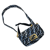 フェンディ FENDI ズッカ バゲット ミニ ベルトバッグ ジョシュアヴィーダス Joshua Vides コラボ 8BR784 ブルー×ブラック ゴールド金具 ナイロン レディース ウエストバッグ