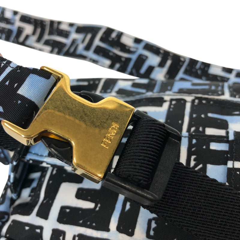 フェンディ FENDI ズッカ バゲット ミニ ベルトバッグ ジョシュアヴィーダス Joshua Vides コラボ 8BR784 ブルー×ブラック ゴールド金具 ナイロン レディース ウエストバッグ