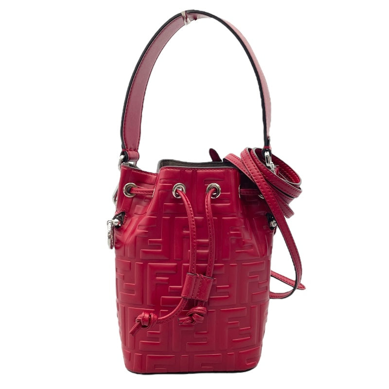 フェンディ FENDI モントレゾールミニ 8BS010 レッド エンボスレザー レディース ショルダーバッグ