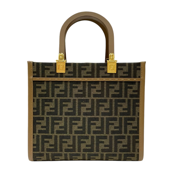フェンディ FENDI サンシャイン スモール 8BH394 ブラウン ジャガード/レザー レディース トートバッグ