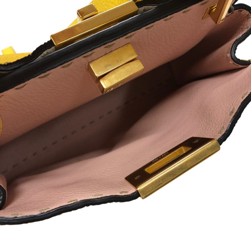 フェンディ FENDI セレリア ピーカブー アイコニック エッセンシャリー 8BN302 イエロー ホワイト×ピンク ゴールド金具  カーフレザー レディース ショルダーバッグ