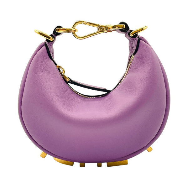 フェンディ FENDI ナノフェンディグラフィ 7AS089 パープル ゴールド金具 カーフ レディース ハンドバッグ