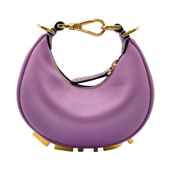 フェンディ FENDI ナノフェンディグラフィ 7AS089 パープル ゴールド金具 カーフ レディース ハンドバッグ
