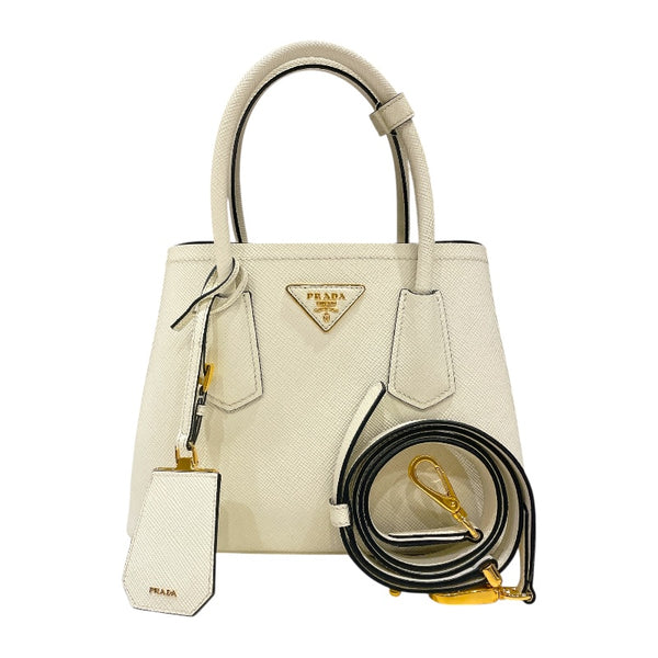 プラダ PRADA ドゥーブレ スモール 1BG443 ホワイト ゴールド金具 サフィアーノ レディース ハンドバッグ