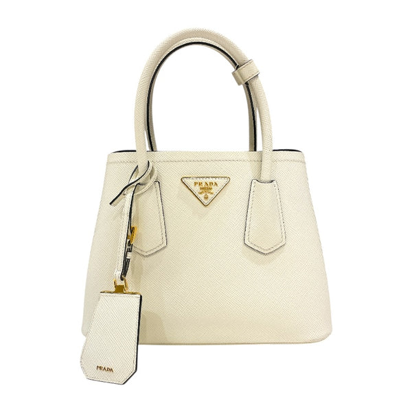 プラダ PRADA ドゥーブレ スモール 1BG443 ホワイト ゴールド金具 サフィアーノ レディース ハンドバッグ