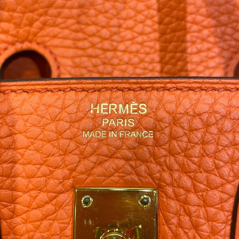エルメス HERMES バーキン25 トリヨンクレマンス T刻印 オレンジポピー GD金具 レディース ハンドバッグ